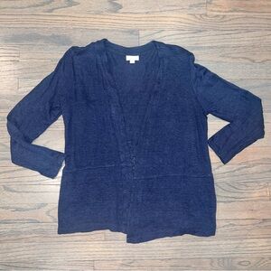 J. Jill Love Linen Cardigan 100% Linen Navy Blue Women’s Medium Coastal Grandma